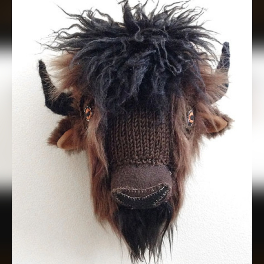 Buffalo head fauxidermy wall mount